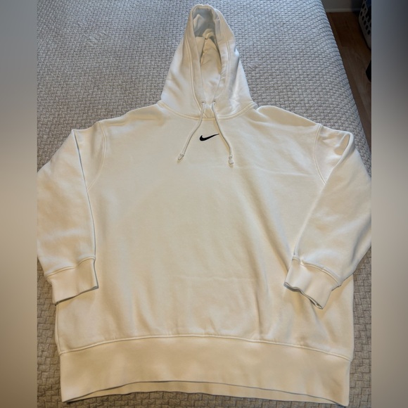 Nike White Center Swoosh Hoodie Size M - Picture 1 of 5